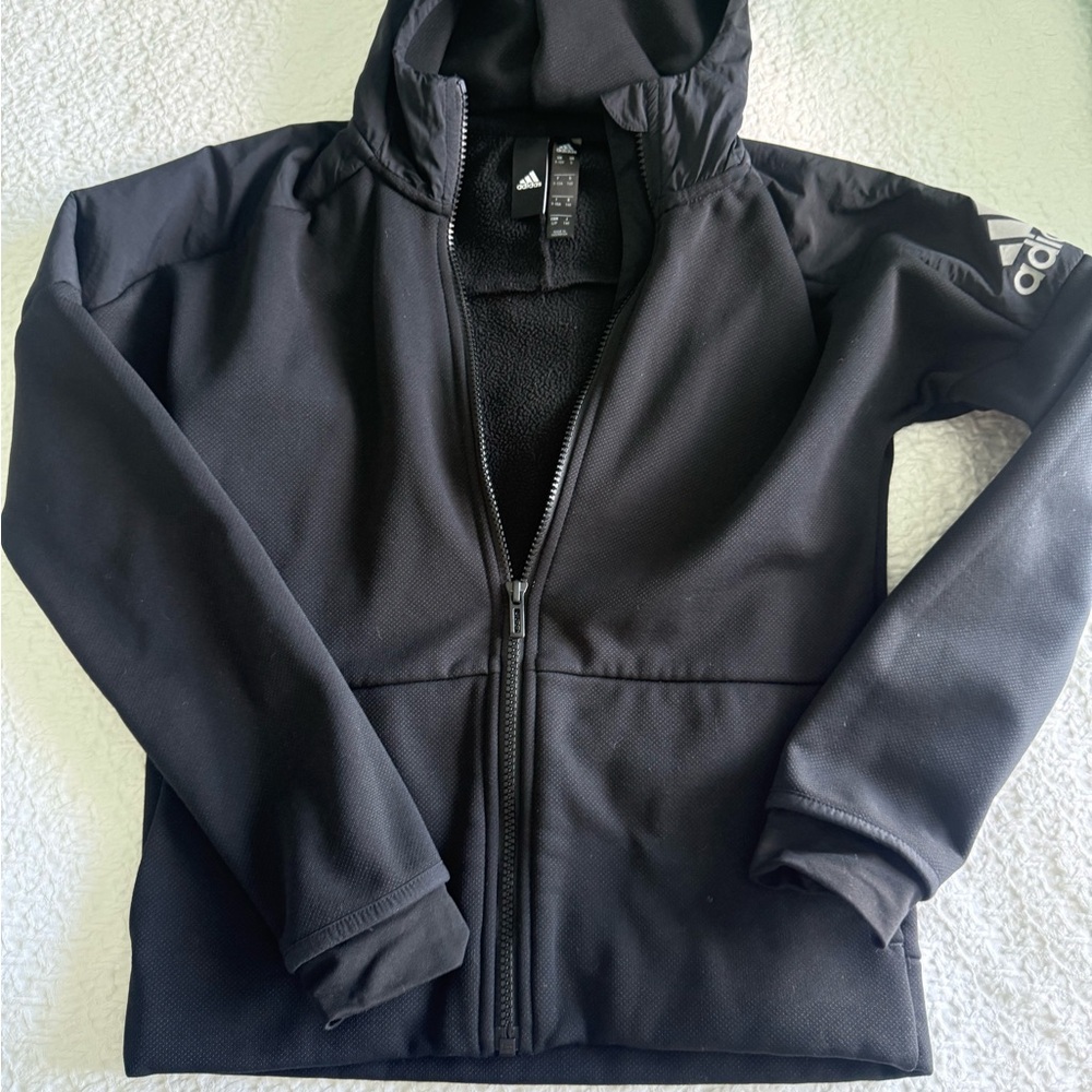 Adidas Black Fleece Lined Full-Zip Hoodie LIKE NEW
